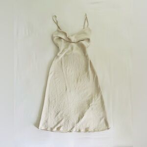 Wilfred Cream Satin Cowlneck Slip Dress